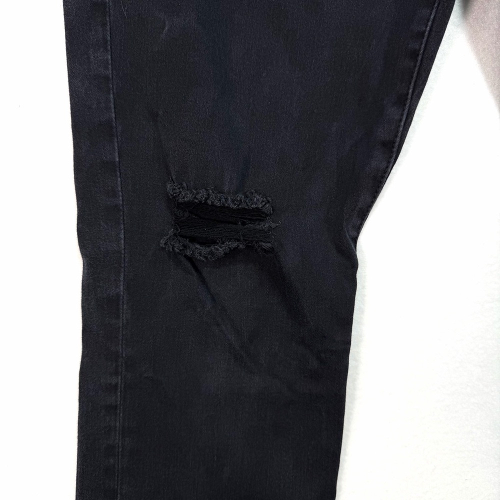 CAbi Women's Slim Boyfriend Jeans Size 6 Black Pants Distressed Torn Knee - Picture 4 of 5